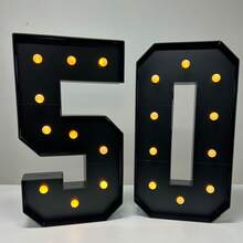 Señal luminosa de números del 0 al 9 de 3 pies de altura, números de mosaico negro con luces para decoraciones de cumpleaños, kit de números de cartón precutado de 3 pies de espuma DIY para decoración de graduación, aniversario y boda