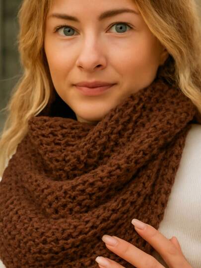 Cachecol Gola Unisex Feminina Masculino Tricô Tricot Moda Outono e Inverno Frio