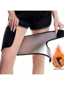 Manicotti per gambe sauna universali sinistro/destro, accelerano la sudorazione intensa, riducono il gonfiore delle cosce, adatti per yoga, pilates, allenamento a casa e fitness, manicotti per gambe regolabili con gancio e asola - nero - Visualizzare 10