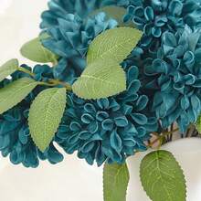 25pcs Blue-Green Artificial Dahlia Flowers For Holiday Celebration, Birthday Party, Graduation Ceremony, Wedding, Large Gathering, Valentine's Day, Thanksgiving - Dark Teal - View 4