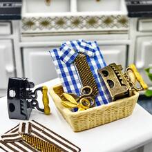 1套娃娃屋熨斗、剪刀、T恤模型，娃娃屋模拟熨烫衬衫场景，娃娃模型！微型娃娃收藏，圣诞礼物，家居装饰 - 彩色 - 查看 9