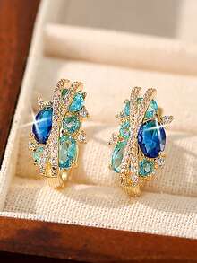 1 par de pendientes de aro de lujo con intersección geométrica en forma de X, regalo para mujer y niña, ideal para cumpleaños, San Valentín, banquetes, bailes de graduación y fiestas, con circonita cúbica de cobre