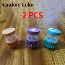 1/2/4 PCS Kitchen Pot Cleaning Brush, Portable Household Dish Washing Brush, Pressure-Type Liquid Dish Washing Brush, Small Kitchen Pot Brush, Home/Outdoor Camping Picnic Cleaning Tool, Outdoor Kitchenware, Outdoor Equipment