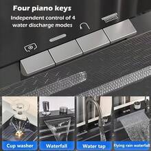 Cuixoc 31.49"X17.71" Kitchen Sink, Waterfall Stainless Steel Undermount Sink, Drop In Sink Single Bowl, With LED Digital Display Screen Handwheel Switch - 31.49"x17.71" - 查看 3