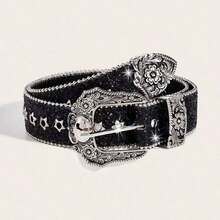 1pc Women's Y2k Style Black Western Chunky Waist Belt With Dopamine Star & Eye Decor, Perfect For Daily Wear Party Summer, School - Thắt lưng dự tiệc - Xem 4