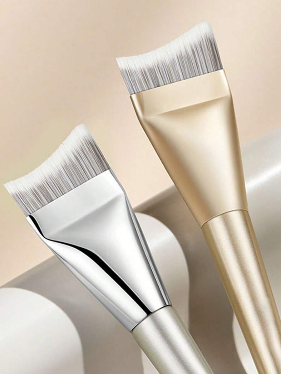 鱼尾粉底刷超细不沾粉，新月形直扁头，无痕遮瑕液粉底底妆刷，赠品 - 彩色 - 查看 1