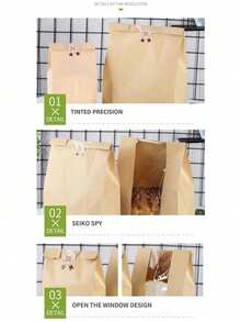 1/5/10 Stücke Toastbeutel Brotpapier Tüte (mit Aufklebern), Halloween, kleine/mittlere/große Papierbrottüte mit Fenster, Backzutaten Verpackungsmaterial, Etikett Siegelaufkleber für Backwaren Verpackung und Lagerung, Haushaltsbedarf - Verschiedenfarbig - Übersicht 7