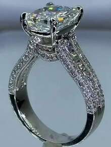 1 Stück eleganter & luxuriöser 925er Silber Moissanit Verlobungsring für Frauen - hochwertiges, anspruchsvolles Design, geeignet für den täglichen Gebrauch und Partys, ein ideales Geschenk für die Freundin, Jahrestag, kreativer & einzigartiger Schmuck