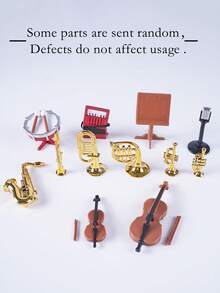 1pc Realistic Mini Animal Koala, Deer, Dog Family Of 4 With 16pcs Miniature Piano & Musical Instrument Model Set, Children Pretend Play Toy, Dollhouse Accessories, Photo Props, Birthday & Holiday Gift (Animal Outfit Color Random), May Be Compressed During Shipping