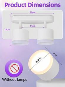 GX53 Recessed Ceiling Light, Room Decor Wall Lamp, Home LED Spotlight, Single/Double/Triple Head Spotlight, Black/White, Compatible With GX53 Bulb, Suitable For Living Room/Kitchen/Shop/Hallway/Bedroom/Cafe/Gallery/Museum/Attic/Dining Room/Entrance, Choose Size As Needed - GX53 Lamp Holder (rotatable Horizontally 350° and Vertically 90°) - View 6