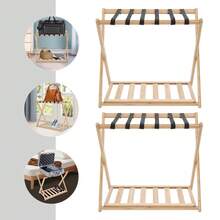 Luggage Rack 2 Pack Luggage Rack For Guest Room Folding Luggage Rack 64*39*58cm - wood color - View 4