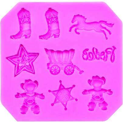 Local Warehouse- Cowboy Boot Horse Chocolate Fondant Molds For Cake Decorating Cupcake Topper Candy Gum Paste Polymer Clay 4 PCS Western Cowboy Theme Silicone Molds,
