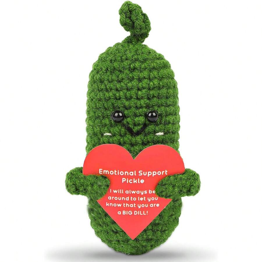 1 件情感泡菜礼物、黄瓜钩针娃娃励志礼物（带卡片）、可爱针织趣味支持土豆朋友的生日、母亲节、复活节篮子填充物（情感泡菜）、令人愉快的手工泡菜给拥有一切的人带来惊喜！ - 彩色 - 查看 1