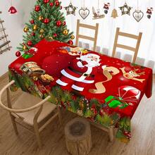 1/20pcs Christmas Theme Polyester Tablecloths, Stain-Resistant Waterproof Rectangular Tablecloths, Woven, Suitable For Picnic, Camping, Wedding, Birthday Party, Restaurant And Buffet - Vintage Home Decor - Multicolor - View 4
