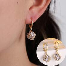 1 Pair Minimalist Fashion Cubic Zirconia Stud Earrings, Suitable For Daily Wear