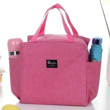 1 Large Capacity Insulated Lunch Bag With Double Pockets, Made Of Thick Aluminum Foil And Durable Oxford Fabric, Equipped With A Fixed Handle, Featuring Heat Insulation And Leak-Proof Functions, Reusable, Waterproof Zipper Lunch Bag