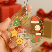 1PC Custom Personalized Christmas Ornament With Gingerbread Man, Tree, Santa Hat, Star And Holiday Cookie Design, Add Custom Year Or Text For Unique Keepsake, Perfect Gift For Friends, Couples Or Family, Ideal Decoration For Tree, Fireplace And Festive Celebrations