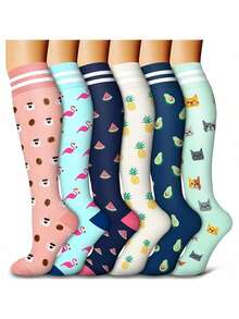 1 Pair Women's Compression Socks, Cute Nurse Compression Knee High Socks