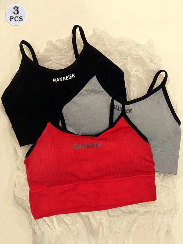 3pcs/Set Women's Bralette Camisole Underwear, Wireless Thin Breathable Camisole Bra For Teenage Girls & Young Women