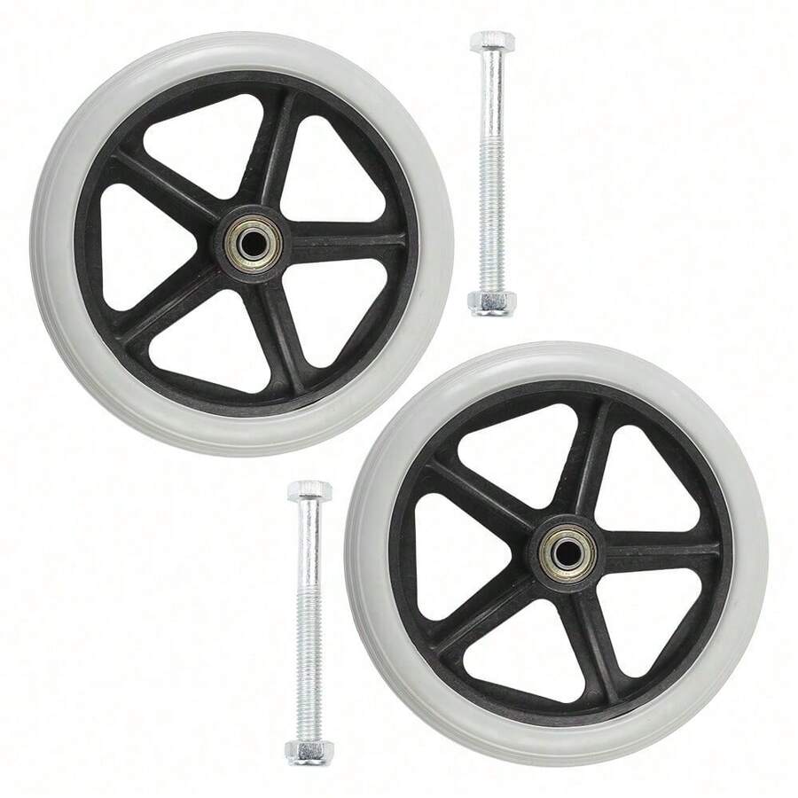 Heavy Duty Wheelchair Replacement Front Wheel Solid Tire Wheel 2PCS  UK - White - View 1