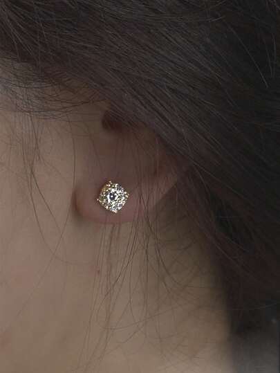 زوج من أقراط المربع الماسية اللامعة، مجوهرات فضة عيار 925 للنساء، مناسبة للحفلات والزفاف والخطوبة والهدايا