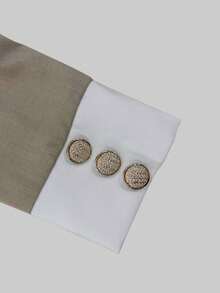 两件套女士优雅撞色口袋纽扣假口袋长袖外套和裤子套装 春季 - 卡其色 - 查看 6