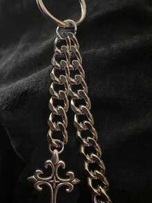 1pc Cross Shaped Pants Chain, Vintage Punk Metal Pants Chain, Suitable For Men And Women, Daily Wear, Performances, Parties, Festivals - 褲鏈 - 查看 4