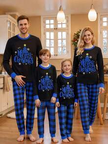 Family Matching Christmas Pajamas Star Print Top  Plaid Pants Xmas Loungewear Sleepwear Matching Christmas Pajamas For Men Women - Kids - 查看 6