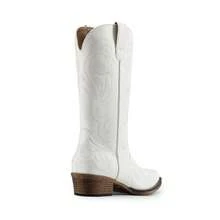 Women's Cowboy Boots Mid Calf Cowgirl Boots Square Toe Chunky Heel Embroidery Stitched Western Boots Winter Booties - trắng - Xem 7