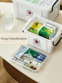 大容量多层白色极简急救箱，家用医疗收纳箱，家庭、办公室、宿舍必备，四季皆宜 - 白色 - 查看 9