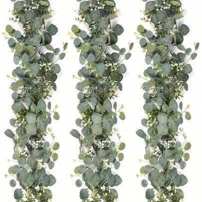 1/2/4 件装 70 英寸/5.9 英尺人造桉树花环，配满天星，仿真满天星花环，绿色花藤，适用于复活节、母亲节装饰，房间、卧室、婚礼、派对、桌旗、窗帘、浴室、家居装饰