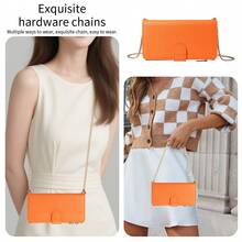 1pc Flip Cover Protective Case Compatible With IPhone 17 Pro Max, Wallet Phone Case With Card Slot, Shoulder Strap, Zipper Pocket For Coins, A56 Phone Protective Cover - Orange - View 2