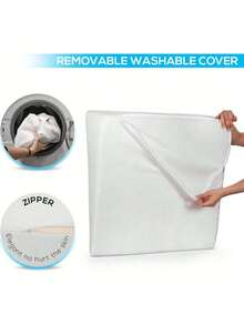 BLOOM STORE - Almohada Cuña para Cama 40x30x50 cm, Cojín de Elevación para Lectura, Reflujo Ácido, Piernas y Espalda, con Funda Extraíble, Apoyo Cómodo para Dormitorio y Sofá - Blanco - Ver 6