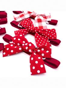 1PC Red Bow Tie Pet Tie, Creative Grid Ripple Dot Stripe Design Elements, Suitable For New Year And Christmas, Decorative Accessories For Small Dogs And Cats - Multicolor - View 8