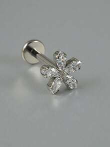 1PC G23 Solid Titanium Cz Flower Cartilage Earrings Stud 16G Internal Threaded Marquise Zirconia Helix Ear Tragus Piercing Body Jewelry