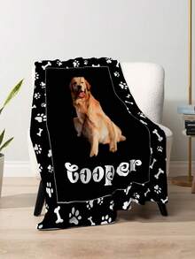 1pc Custom Photo Blanket For Bed, Multipurpose Living Room Sofa Outdoor Beach Camping Pet, Personalized Family/Pet/Couple Text Printed Bedding Blanket, Personalized Christmas Gifts, Family Gift, Birthday Gifts, Gift For Friend, Gift For Her