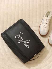 Personalized Name Travel Shoe Bag, Anti-Theft Basketball Football Shoe Bag, Portable Business Travel Shoe Bag, Shoe Bag Packaging, Dust-Proof Slipper Bag, Sports Shoe Bag, Outdoor Business Travel Waterproof Sports Shoe Bag, Breathable Mesh Football Shoe Bag For Men And Women, Practical Gift For Boyfriend/Girlfriend, Essential For Business Travel And Back To School - Black - View 4