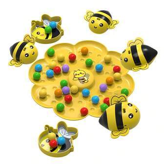 Interactive Bee Fishing Game, Includes Honeycomb Game Board, 2-Player Or 4-Player Rotating Bees And Honey Pot Tokens - Family Gathering Tabletop Game And Adult Game, Vibrant Colors, Vivid Bee Patterns, Educational And Fun, Exercises Strategic Movement And Fine Motor Skills, Birthday Party Game Night, Tabletop Strategy Game