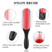 Premium Professional Classic Styling Curling Comb 9-Row Black Hair Comb Suitable For Wet And Dry Hair Perfect For Distribution And Styling Anti-Static Gentle On Scalp Ergonomic Handle Durable Bristles Suitable For All Hair Types Unisex - Multicolor - View 4