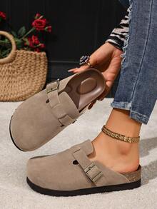 Chinelos femininos elegantes e versáteis - Sapatos baixos com palmilha de cortiça confortável para conforto e elegância ao ar livre