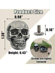 5/3/1pc Skull Pattern Decorative Buttons, Punk Metal Rivet Screws, Vintage Metal DIY Decor For Bag, Hat, Shoes, Jacket, Belt, Jeans, Screw Fastener Buttons, Sturdy And Non-Falling Off - Multicolor - View 2