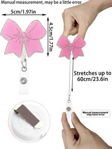 1pc Cute Pink Bow Nurse Badge Reel Retractable With ID Badge Card Holder,Funny Shining Acrylic Badge Reel For Keys Keychain,With A Key Ring,The Best Gift For Doctor,Nurse,Teacher,Student,Office Worker