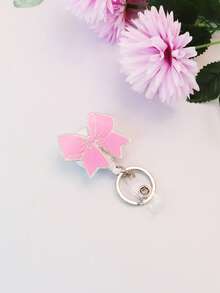 1pc Cute Pink Bow Nurse Badge Reel Retractable With ID Badge Card Holder,Funny Shining Acrylic Badge Reel For Keys Keychain,With A Key Ring,The Best Gift For Doctor,Nurse,Teacher,Student,Office Worker