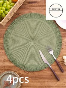 1/4/6/12pcs Bohemian Style Paper Round Placemats, Non-Slip Woven Coasters For Bowls, Plates, Cups, Suitable For Holidays, Parties, Birthdays, Weddings, Dinners, Coffee Tables, Home Decor (Note: The Material Is Paper And Cannot Be Washed)