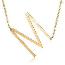 1pc Fashion Simple Elegant Lady Style Silver 26 Letters Large Letter Pendant Necklace