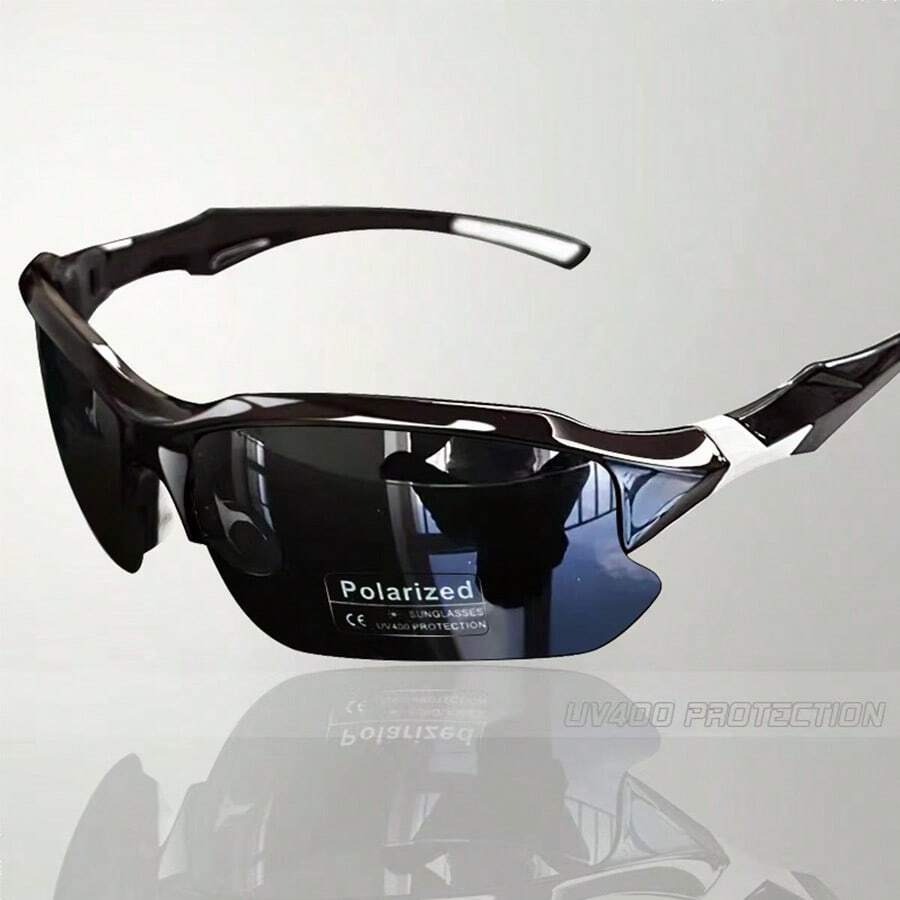 Fashionable Polarized Half-Frame Sunglasses For Men, Suitable For Cycling, Running, Fishing, Unisex Street Style, Lightweight And Transparent, All Season