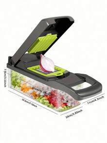 16-In-1 Multifunctional Vegetable Chopper, Multifunctional Vegetable Cutter With Box, Container And Lid, Thick ABS Material, Home Kitchen Potato Slicer, Grater, Vegetable Shredder, Cucumber Grinder, Kitchen Utensils, Professional Food Chopper, Multifunctional Fruit Slicer, Handheld Food Processor, Vegetable Slicer, Cutting Tool With Container