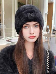 1pc Women Striped Knit Beanie Hat With G Metal Logo, Warm Thick Ear Protection Winter Hat, Cute Casual Elegant Retro Streetwear Fashion Versatile Ski Outdoor Travel Party Daily Use,Summer,Beach,Holiday,Festival - R Mark - View 16
