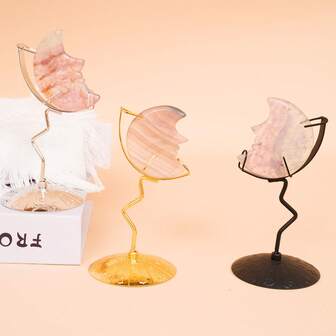 1pc Bohemian Style Metal Moon & Crystal Display Stand - Zodiac Base For Home & Office Decor, Ideal Gift For New Year And Holidays