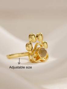 Bague de projection de patte de chien personnalisée, bague photo d'animal de compagnie, bijoux commémoratifs d'animal de compagnie, bijoux de projection, bague photo de chiot, cadeau pour maman, cadeau de Noël pour elle - Doré - Voir 5